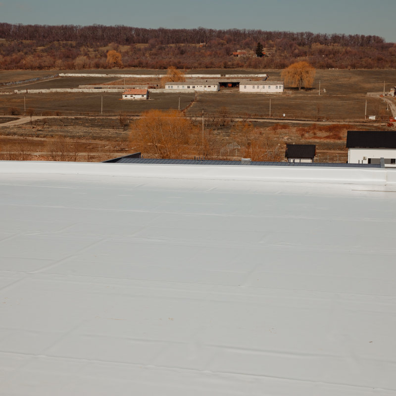 flat roof with a reflective white surface